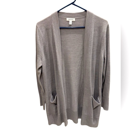 Nordstrom Merino Wool Blend Cardigan Sweater Gray Open Front Long Size Small - Picture 1 of 4